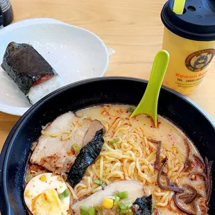 Fire Tonkotsu Ramen, Spam Musubi Mango Iced Milk Tea