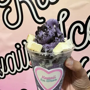 Ube cheesecake sundae