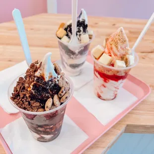 Chocolate Overload, Ube Cheesecake, Strawberry Cheesecake