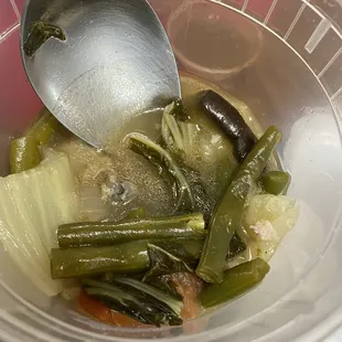 7.12.22- pork sinigang mostly green beans inside.