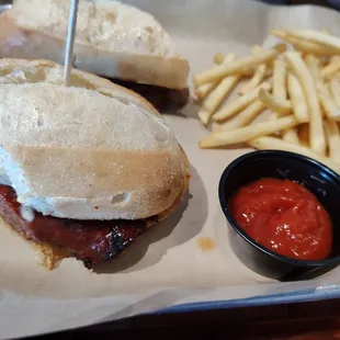 Spicey bison sausage sandwich