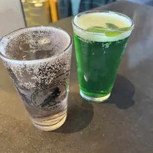 Green beer and grape-ade seltzer