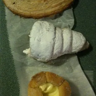 two pastries and a pastry