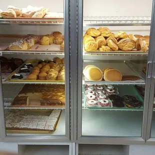 a variety of baked goods on display
