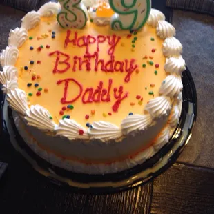 On a whim tres leches birthday cake ready for pick up on a Sunday afternoon!  Yummy!