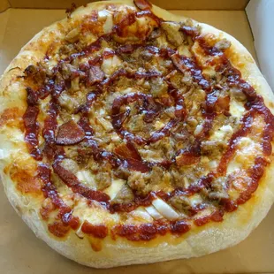 a pizza in a pizza box