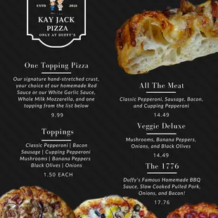 menu, pizza