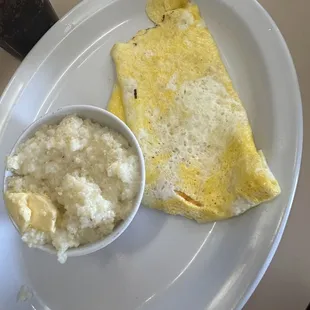 Cheesy omelette and side of grits