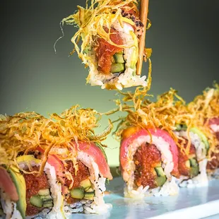 A true Nori Sushi signature roll, the Ahi Tuna Tataki.