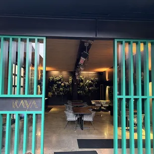 the entrance to the restaurant