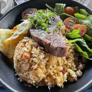 Steak and Eggs with Fried Rice