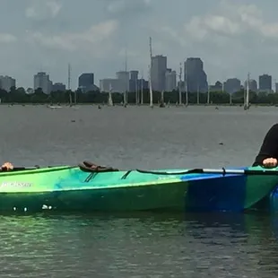 City Skyline in background at Bayou Bienvenue