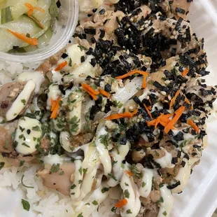 Garlic miso and garlic furikake