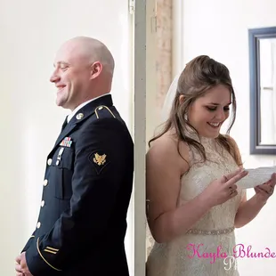 Wedding - exchanging notes before ceremony