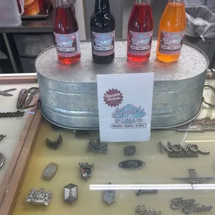 Kayla's specialty bottled drinks.