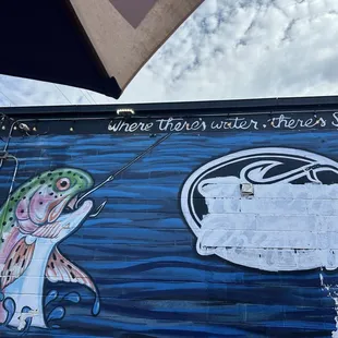 Wall mural on the outside patio