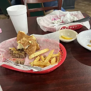 Cheeseburger, great Fries &amp; fried okra