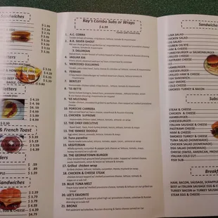 Inside of menu.