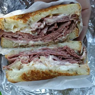 Imported corned beef and swiss cheese and DAMN is this thing good!