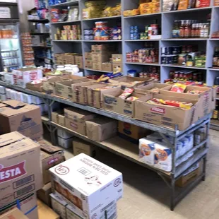 Canned food, ramen, condiments