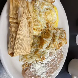 Red tamale and eggs