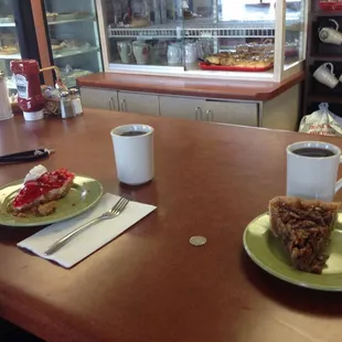 Yummy!! Pecan Pie and strawberry cheesecake pie.