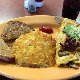 Omelet and toast