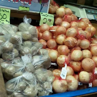 Great prices! 3 lbs onions $2.00 and 5 lbs white potatoes for $1.50 CAN'T BEAT IT