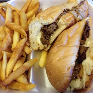 Philly cheese steak and fries