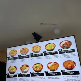 ramen and noodles, menu