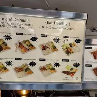 sushi and sashimi, menu