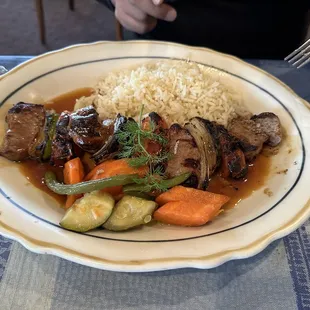 Lamb shish kebab.
