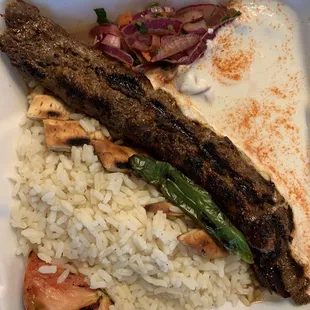 Adana Acili (skewer of grilled chopped lamb)