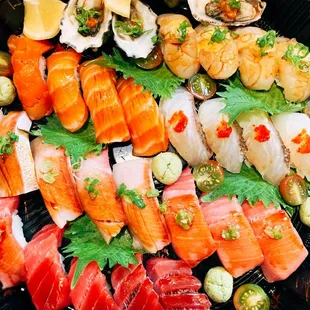 Pre-Christmas dinner platter ; customized nigiris
