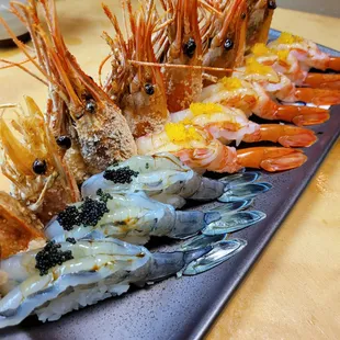 Amaebi &amp; Blue shrimp nigiri