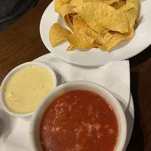 Chips, salsa and queso