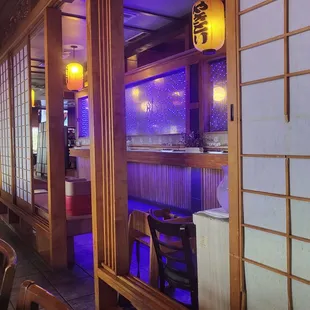 the interior of a japanese restaurant
