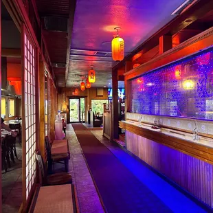 the interior of a japanese restaurant