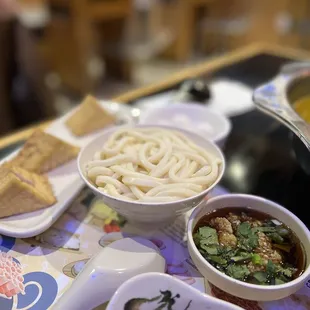 a variety of dishes on a table