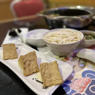 a variety of food items on a table