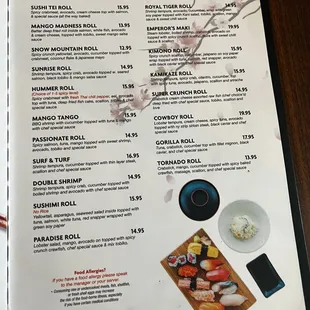 Restaurant menu