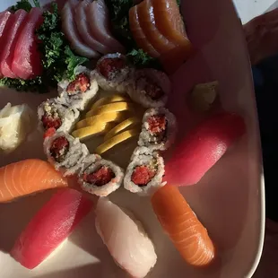 a plate of sushi