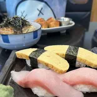 Tamago and hamachi