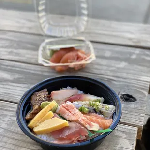 Chirashi and Salmon Nigiri