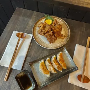 Gyoza and Karaage.