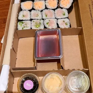 Crab and Yellowtail Split Cut Roll