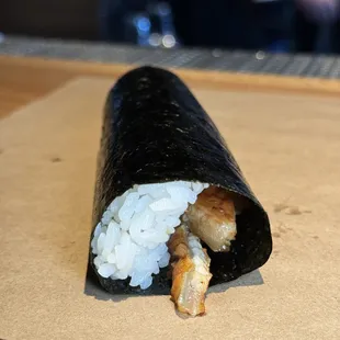 a close up of a sushi roll