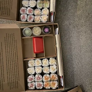 Toro, salmon, cucumber, scallop, crab, lobster rolls