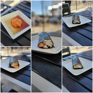 Dine LA Lunch ( Salmon Sashimi,  Toro, NZ Sea Bream, Crab and Salmon Handrolls )