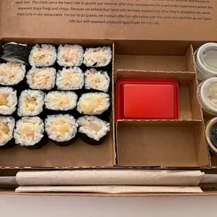 Crab Cut Rolls, Bay Scallop Cut Rolls